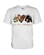 Peace Love Black Boy Mom V-Neck T-Shirt tile