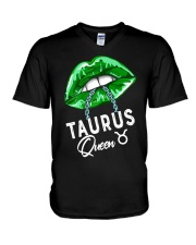 Taurus Queen Lips Chain Zodiac St Patricks Day V-Neck T-Shirt tile