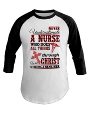 Never Underestimate a Nurse Baseball Tee thumbnail
