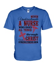Never Underestimate a Nurse V-Neck T-Shirt thumbnail