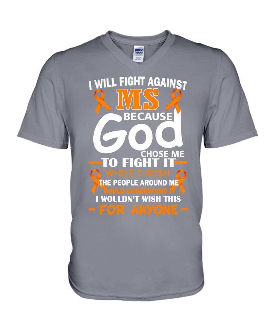 I will fight against MS V-Neck T-Shirt