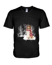 rough collie V-Neck T-Shirt tile