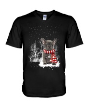 Grey French Bulldog V-Neck T-Shirt tile