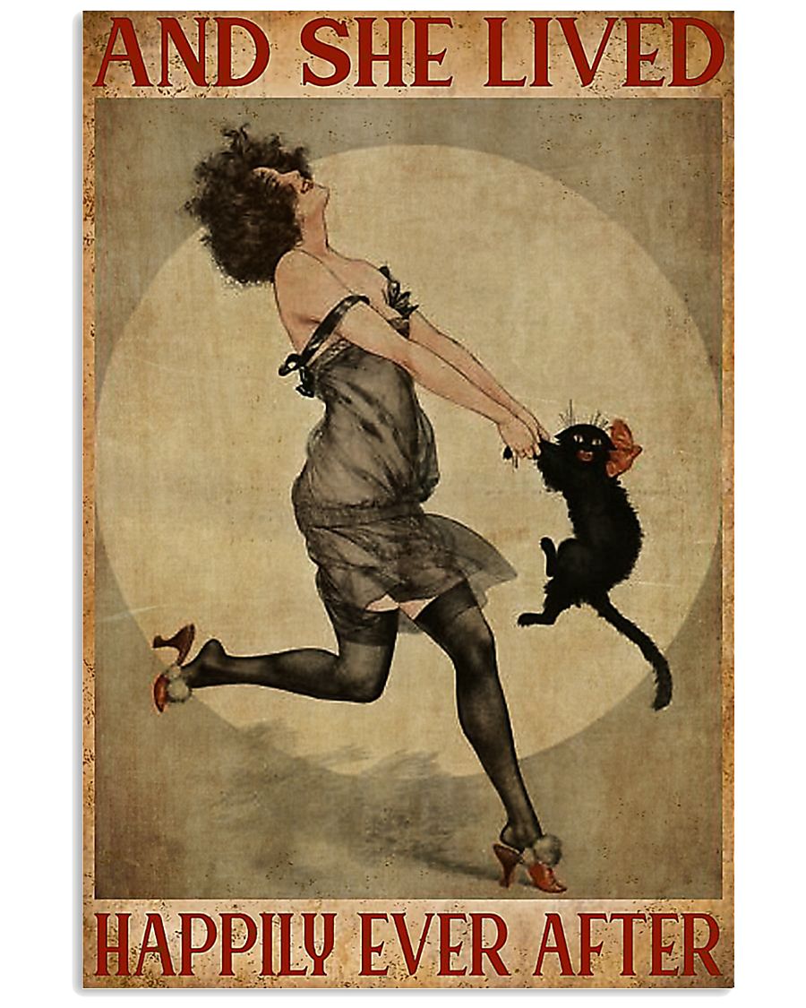 Black cat and she lived happily ever after poster 11x17 Poster