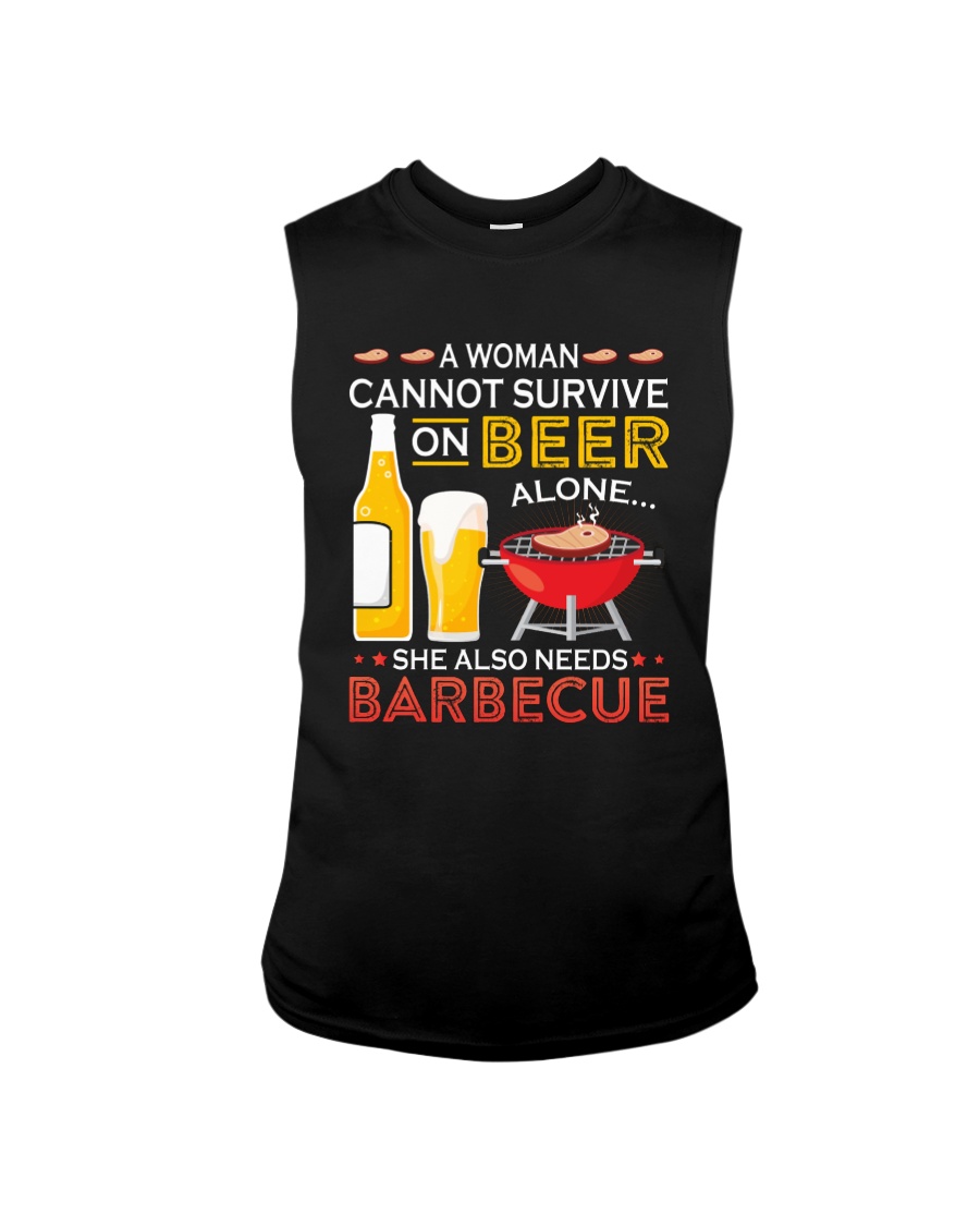 A Woman Cannot Survive on Beer Alone Sleeveless Tee