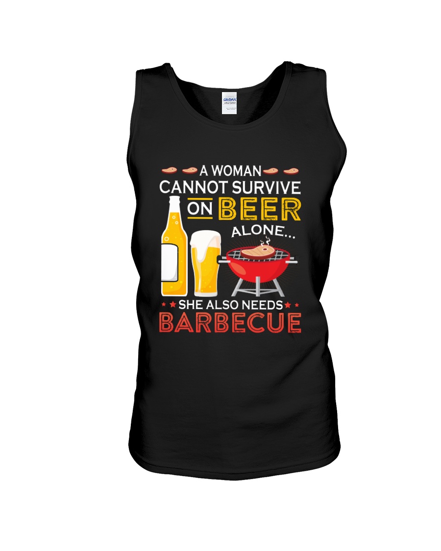A Woman Cannot Survive on Beer Alone Unisex Tank