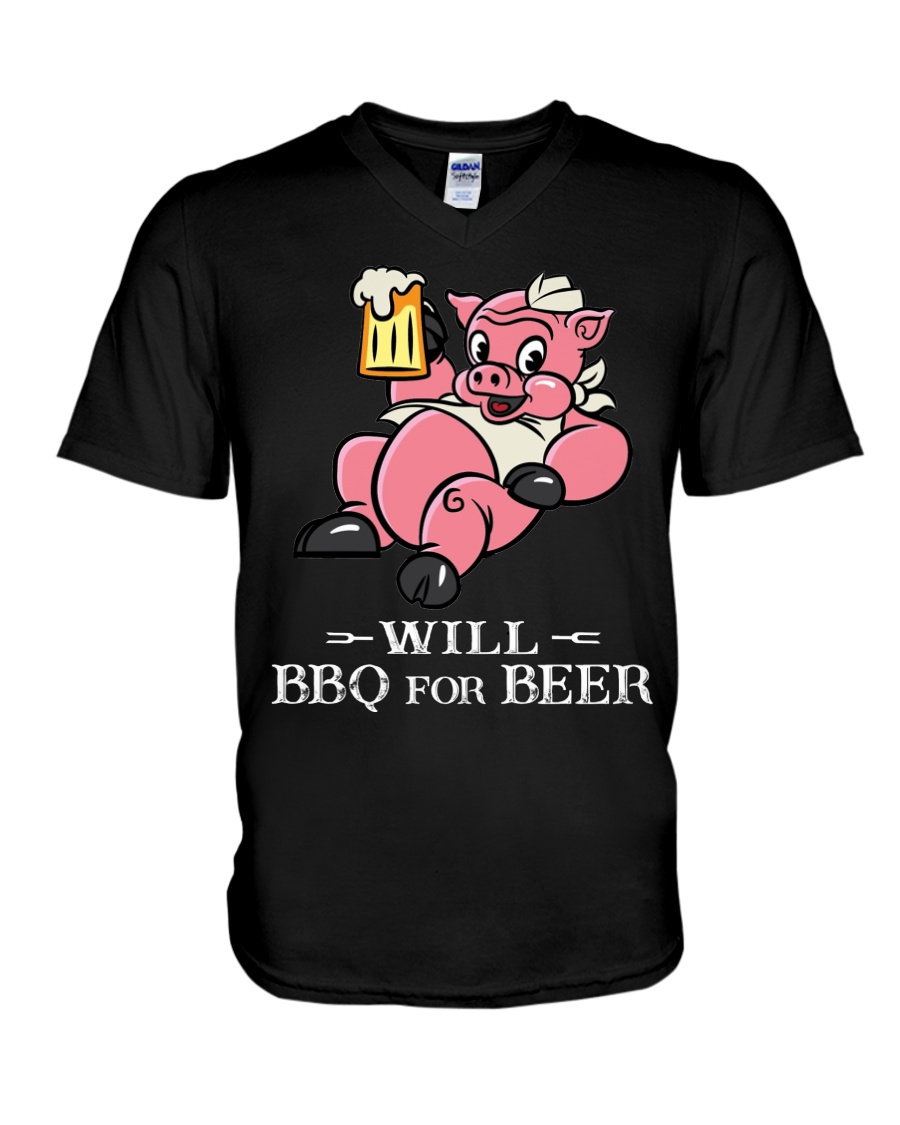 Will BBQ for BEER V-Neck T-Shirt