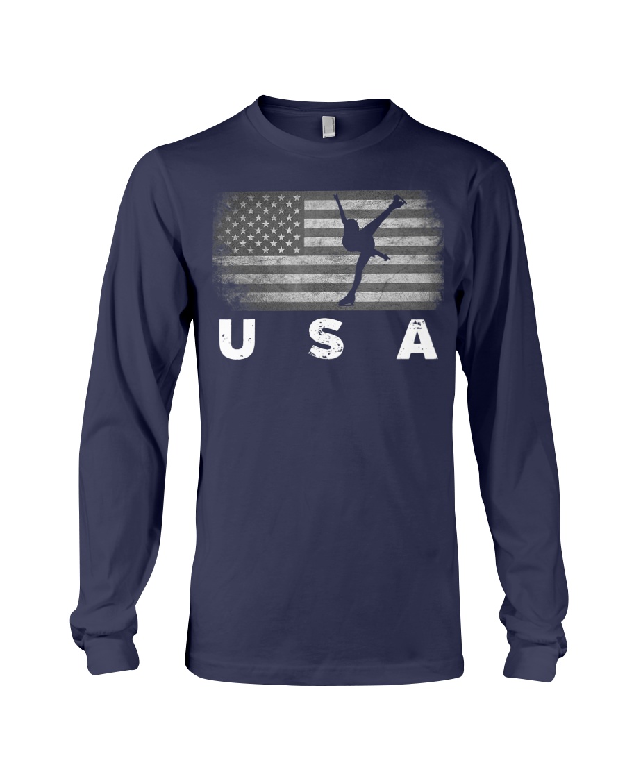 American Flag Figure Skating Long Sleeve Tee