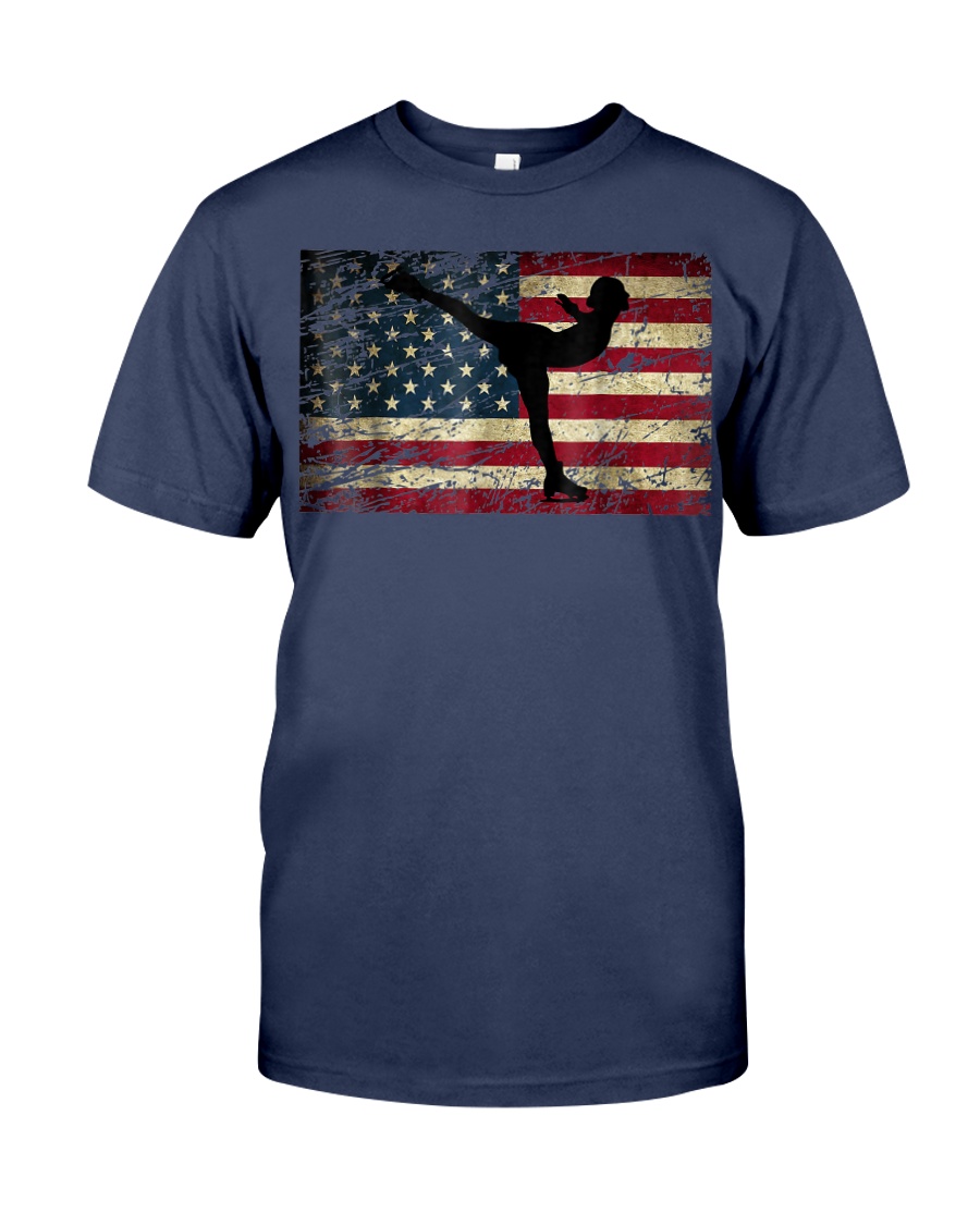 American Flag Figure Skater Premium Fit Mens Tee
