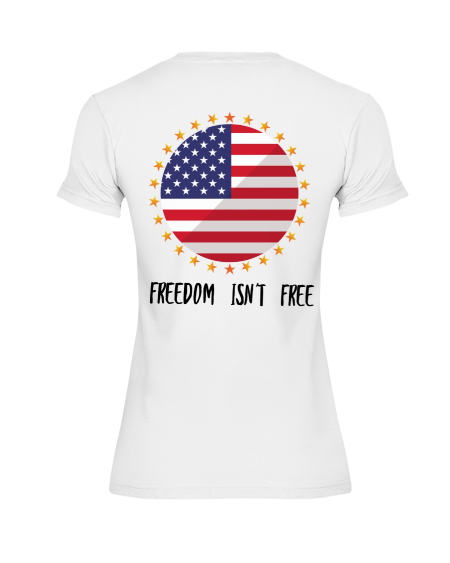 Price of Freedom - Gold Star - Design on Back Premium Fit Ladies Tee