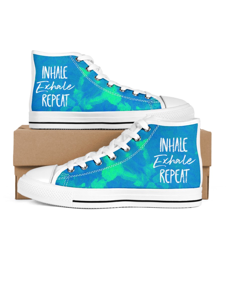 Inhale Exhale Repeat Men's High Top White Shoes