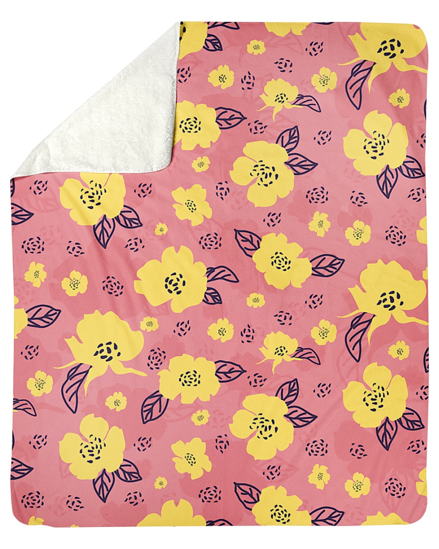 Yellow Flowers Sherpa Fleece Blanket - 50" x 60"