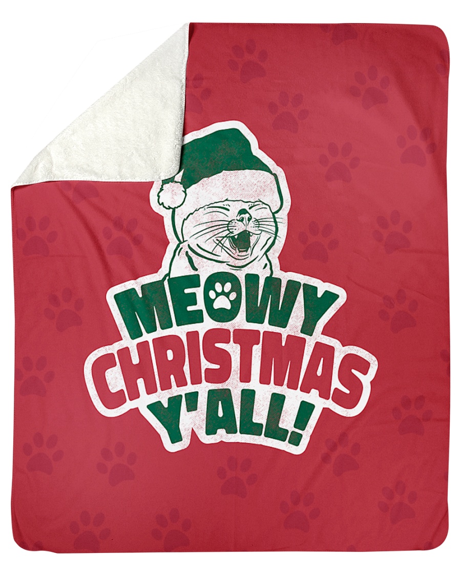 Meowy Christmas You All Sherpa Fleece Blanket - 50" x 60"
