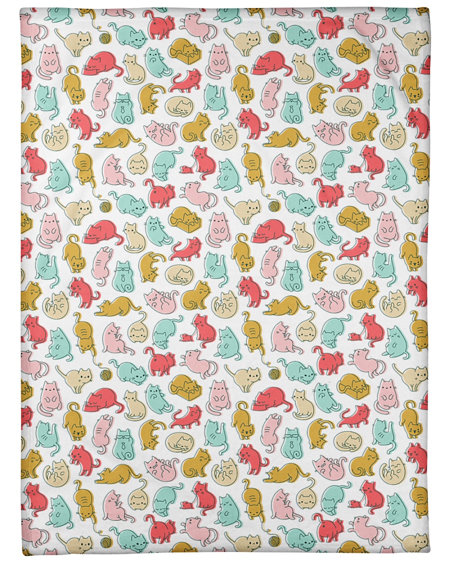 Kittens Pattern Large Fleece Blanket - 60" x 80"