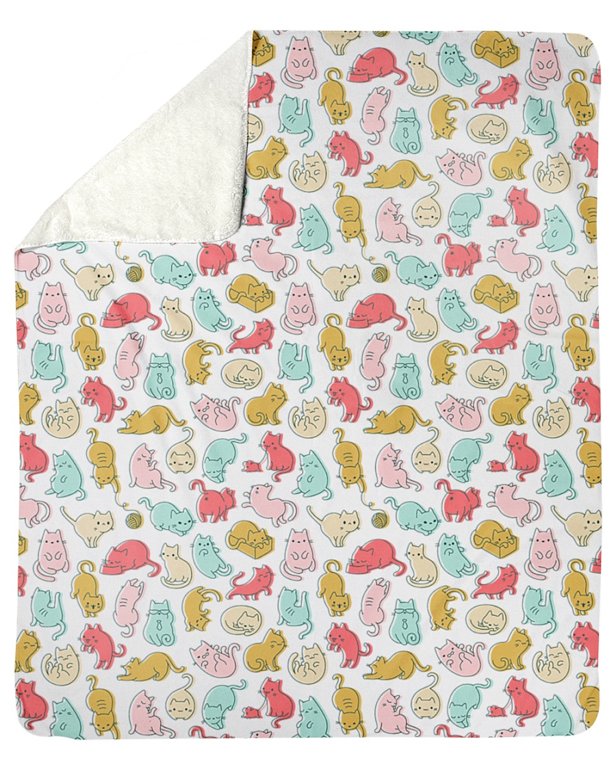 Kittens Pattern Sherpa Fleece Blanket - 50" x 60"