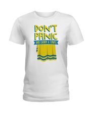 Don't Panic And Carry A Towel Ladies T-Shirt thumbnail