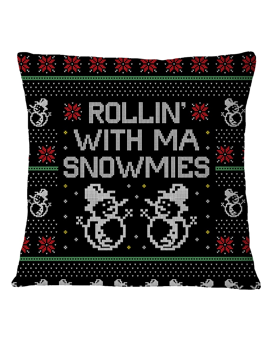 Rollin' With Ma Snowmies Square Pillowcase
