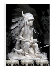 Fantastic Paper Artwork Native American Boy Sticker - Single (Vertical) thumbnail