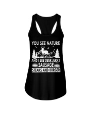 You See Nature And I See Deer Jerky Sausage Steaks Ladies Flowy Tank tile