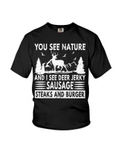 You See Nature And I See Deer Jerky Sausage Steaks Youth T-Shirt tile