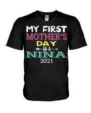 My First Mother's Day As A Nina 2021 T Shirt V-Neck T-Shirt tile