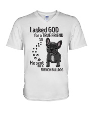 HE SENT ME A FRENCH BULLDOG V-Neck T-Shirt tile
