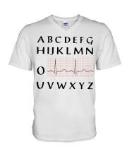 Abcdef Nurse PQRT Heartbeat Nursing Heart Doctor V-Neck T-Shirt tile