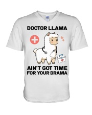 Doctor Llama Hardworking Medical Doctor Gift V-Neck T-Shirt tile