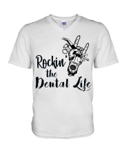 Rockin Dental Life Dentist Gift V-Neck T-Shirt tile