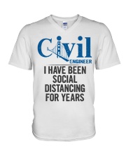 Civil Engineer Social Distancing V-Neck T-Shirt tile