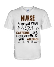 Nurse Survival Plan Caffeine Alcohol V-Neck T-Shirt thumbnail