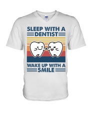 Sleep With Dentist Smile Funny Gift For Dentist V-Neck T-Shirt tile