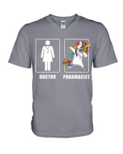 Pharmacist Unicorn Women Cooler Than Doctor V-Neck T-Shirt tile