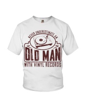 Never Underestimate Old Man With Vinyl Records Youth T-Shirt tile