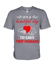 It's A Beautyful Day To Save Tiny Humans V-Neck T-Shirt thumbnail