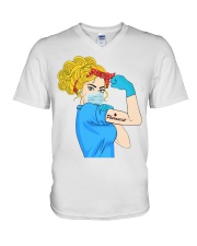 Blond Hair Pharmacist Strong V-Neck T-Shirt tile