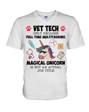 Vet Tech Multitasking Magical Unicorn V-Neck T-Shirt tile