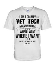 I Am A Grumpy Vet Tech V-Neck T-Shirt thumbnail