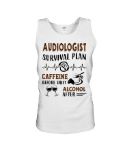 Audiologist Survival Plan Caffeine Alcohol Unisex Tank thumbnail