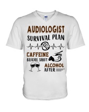 Audiologist Survival Plan Caffeine Alcohol V-Neck T-Shirt thumbnail