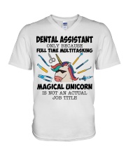 Dental Assistant Multitasking Unicorn Hardworking V-Neck T-Shirt tile