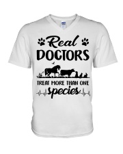 Real Doctors Treat More Than One Species V-Neck T-Shirt tile