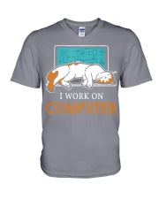 I Work On Computer Electrical Engineer V-Neck T-Shirt tile