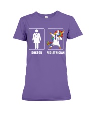 Women Pediatrician Unicorn Dabbing Cooler Doctor Premium Fit Ladies Tee tile
