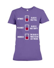 Optimist Pessimist Engineer Glass Half Full Funny Premium Fit Ladies Tee tile