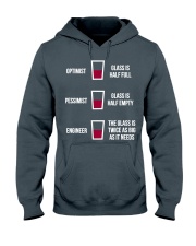 Optimist Pessimist Engineer Glass Half Full Funny Hooded Sweatshirt tile