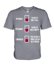 Optimist Pessimist Engineer Glass Half Full Funny V-Neck T-Shirt tile