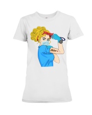 Blond Hair Nurse Strong Gift For Strong Women Premium Fit Ladies Tee tile