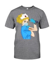 Blond Hair Nurse Strong Women During Pandemic Gift Classic T-Shirt front