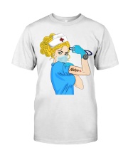 Blond Hair Nurse Strong Women During Pandemic Gift Classic T-Shirt tile